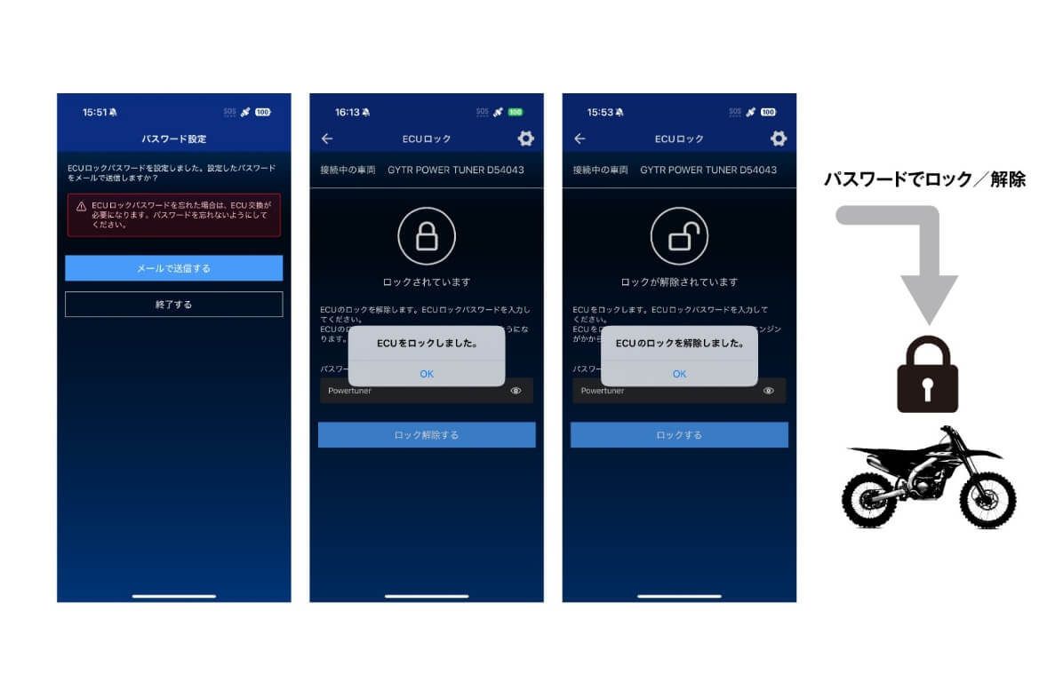 盗難抑制に寄与するECUロック機能を搭載