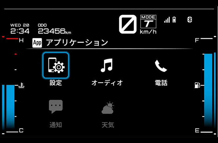 電話とオーディオの機能画面