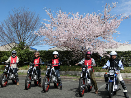春らしく桜をバックに記念撮影