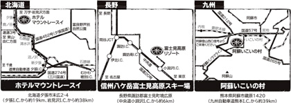 北海道会場、長野会場、九州会場