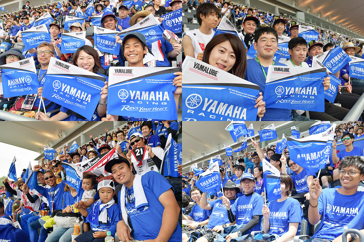 令和元年の8耐。「#21 YAMAHA FACTORY RACING TEAM」と「#7 YART Yamaha Official EWC Team」を筆頭に、誕生から21年を迎える「YZF-R1」で戦いにチャレンジするヤマハ勢への応援、ヤマハのブルーフラッグで、なにとぞ、なにとぞ、よろしくお願いいたします！