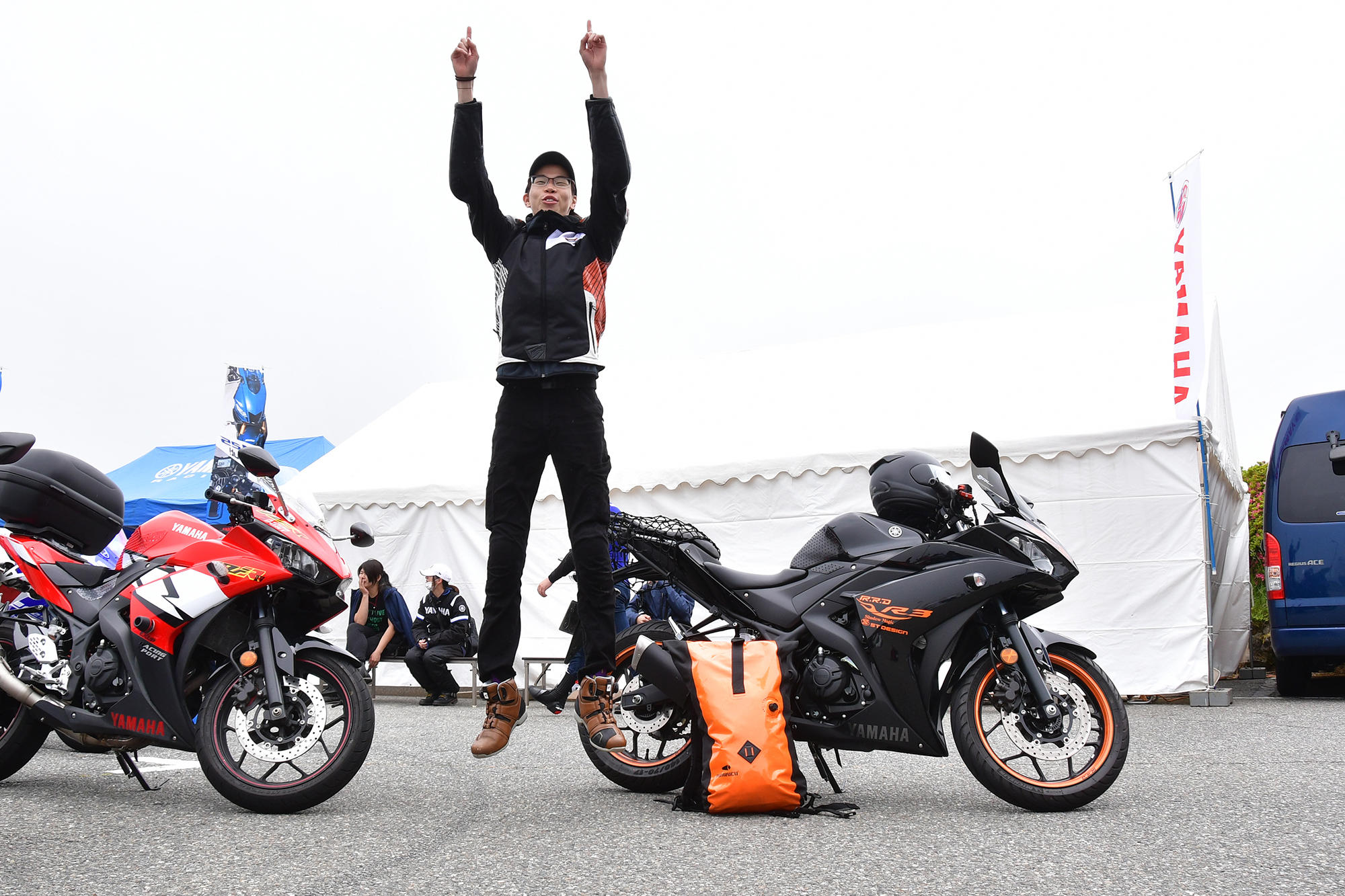 一番に来場くださったYZF-R3オーナーさん。ゆっこバイクTVやLone Cat Riderといったモトブロガーさんたちの影響を受けて「YZF-R3」をチョイス。