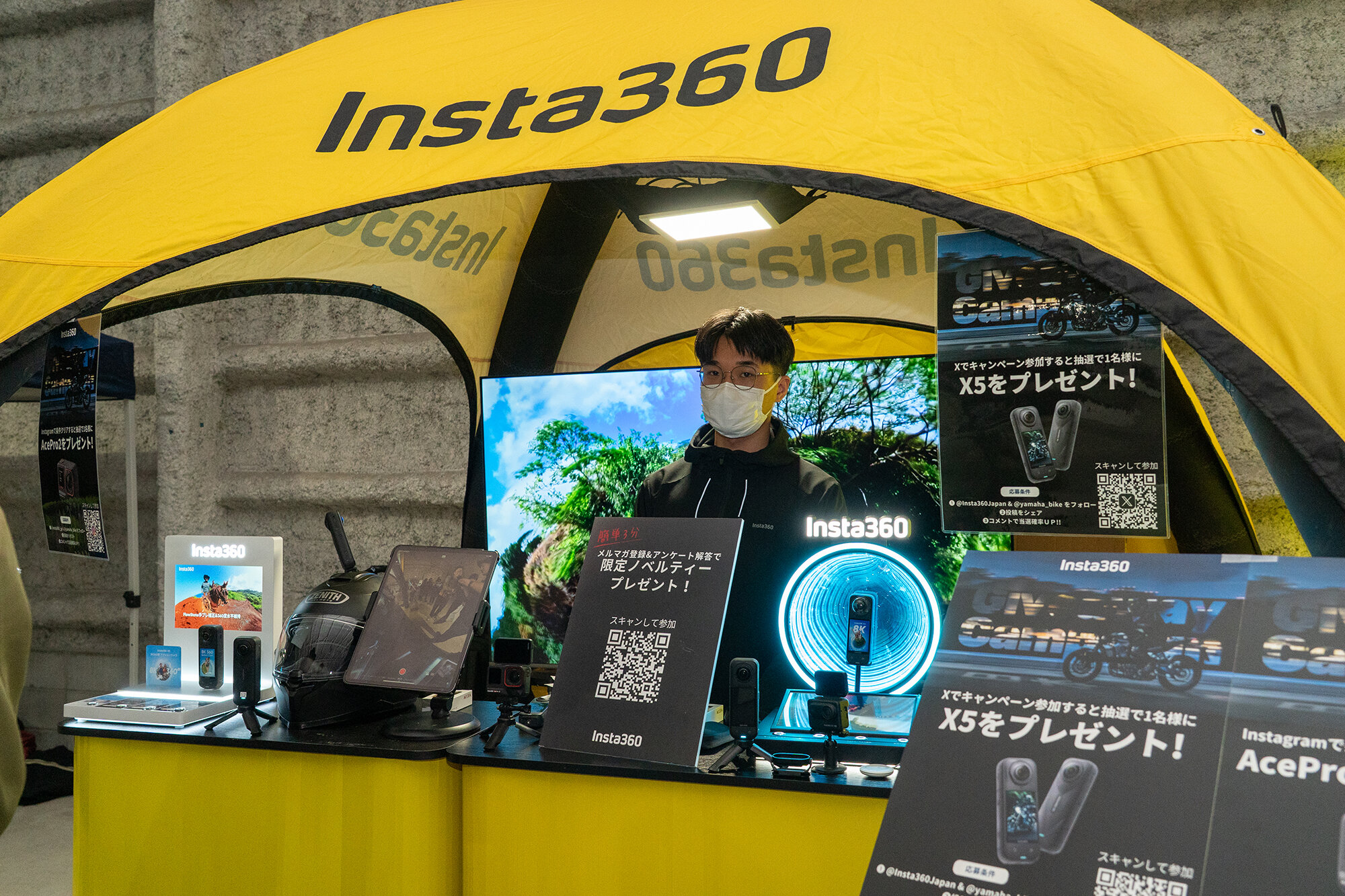 次世代のアクションカメラ・Insta360さんがブースを出展し、会場を大いに盛り立ててくださいました。