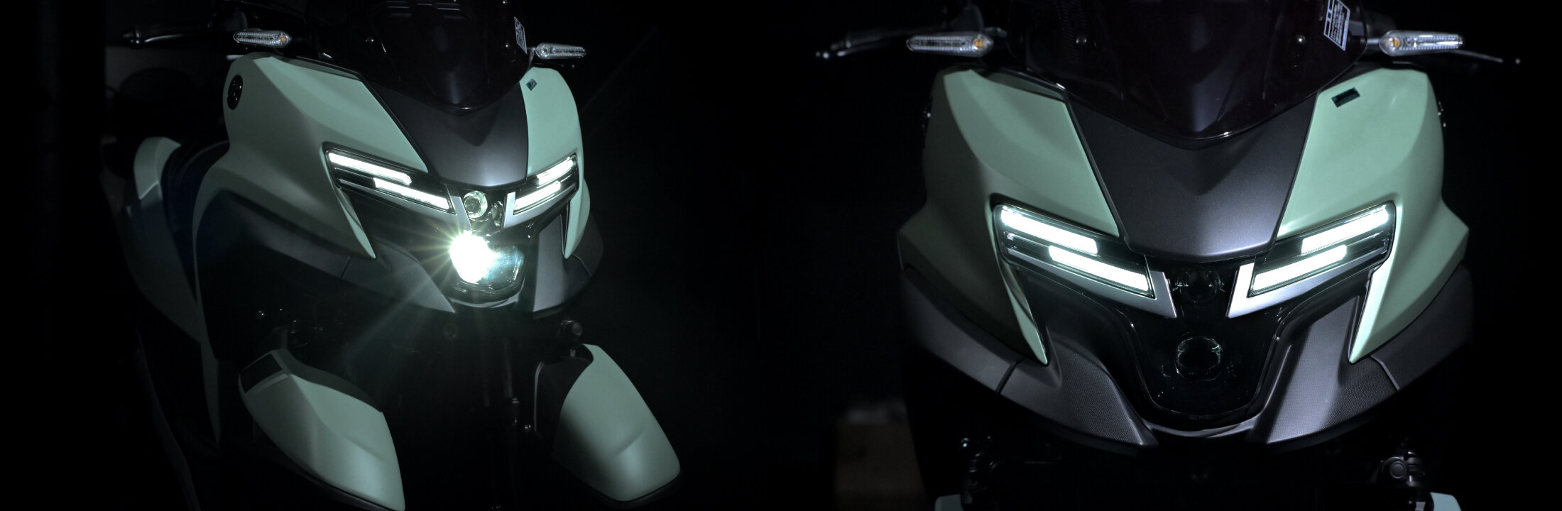 フロントフェイスのLEDポジションランプは新作で、2025年モデルYZF- R3 &R25などとリレーションを図り、サイバーさやデジタルな雰囲気のヤマハ顔を作り上げました。