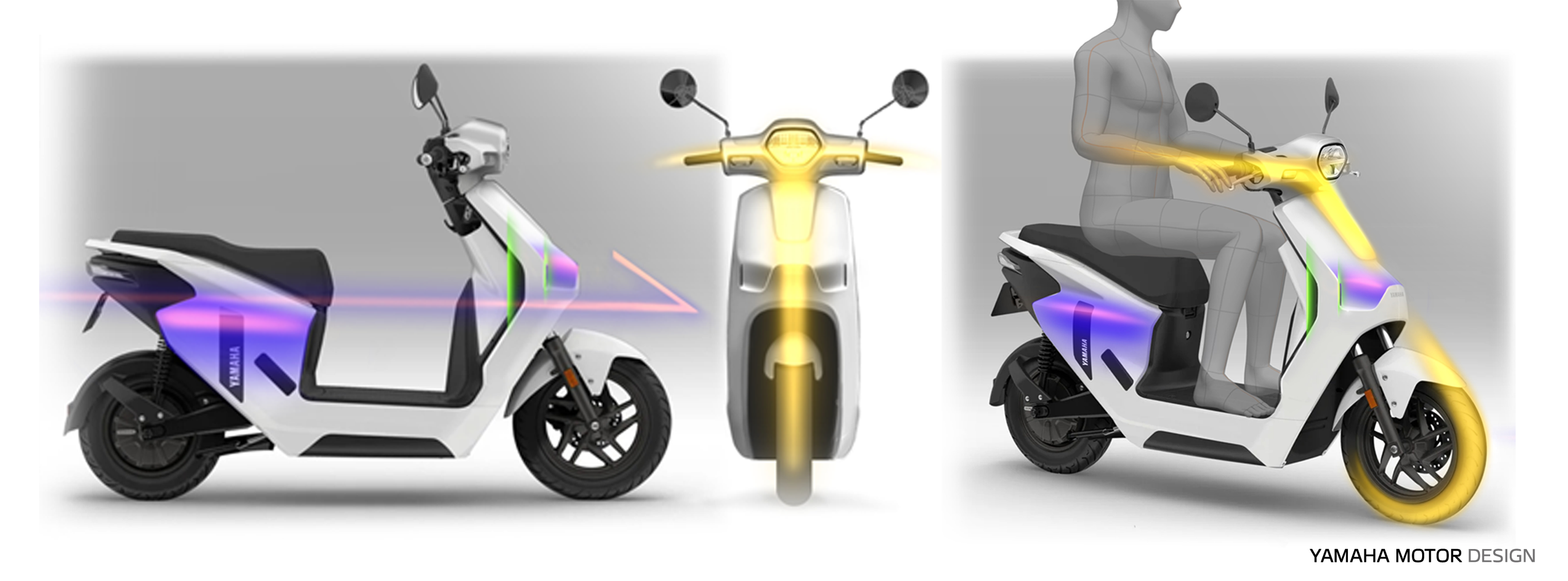 また、漢字の部首で'進'や'速'などの字に使われる「しんにょう」をモチーフとし、ヘッドランプ先端から胸を張って颯爽と進む姿勢と前進した余韻を表現しています。
