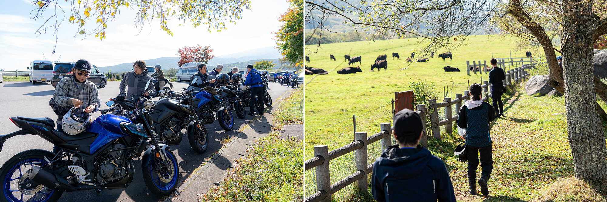 ヘルメットを脱いでホッとひと息。昨日の濃霧の中での事前レッスンが功を奏しているのか