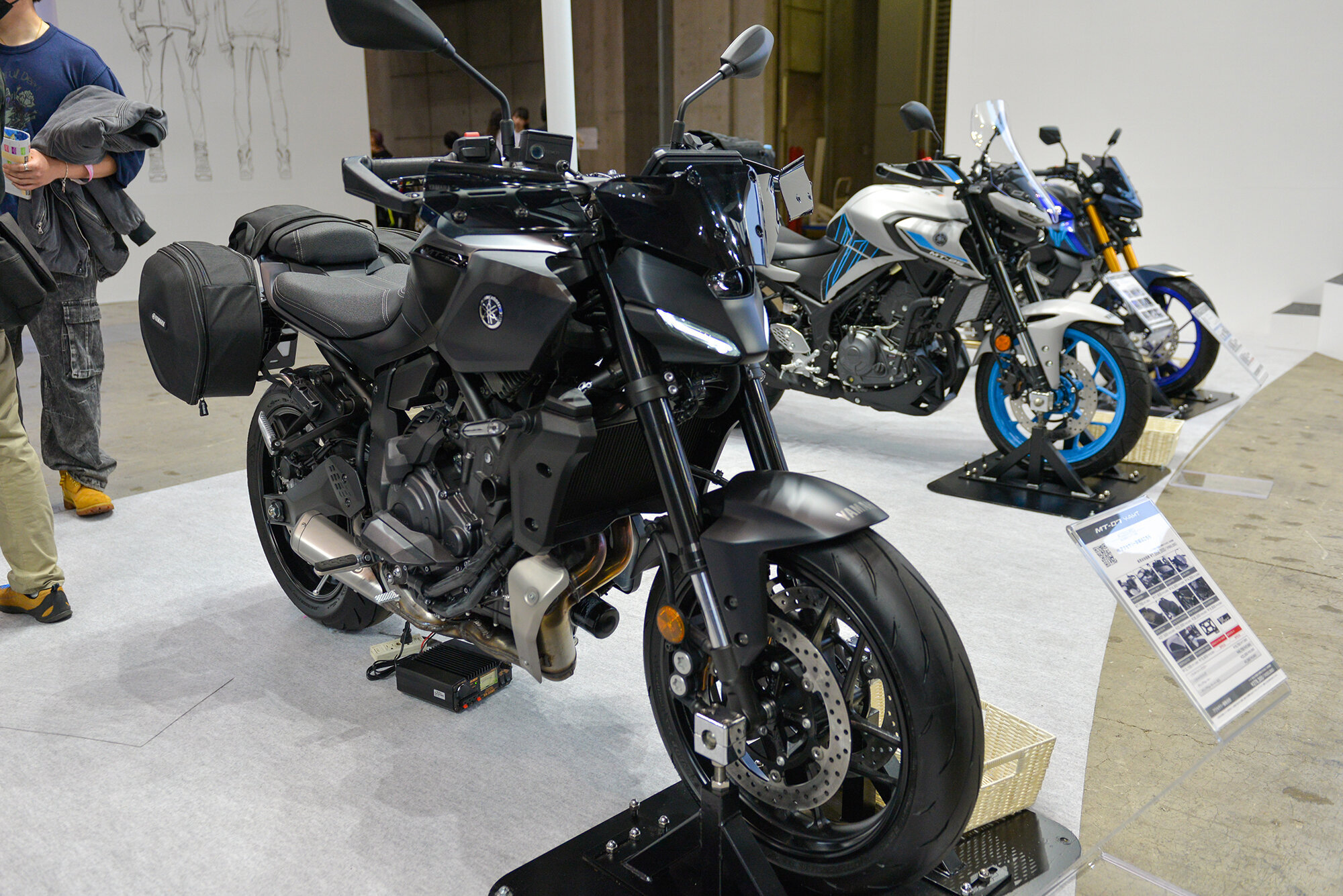 クラッチ操作が不要な自動変速トランスミッション「Y-AMT」を搭載したMT-07 Y-AMTも展示され、大きな注目を集めていました！