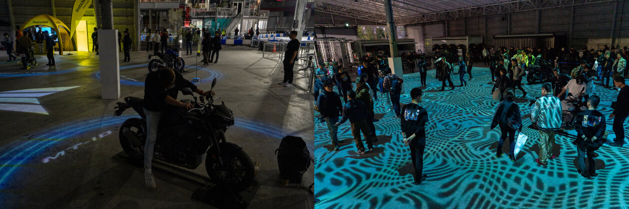 今年は屋内会場に刻一刻と移り変わるプロジェクションマッピングを投影し、「The Dark side of Japan」の世界観を表現しました！