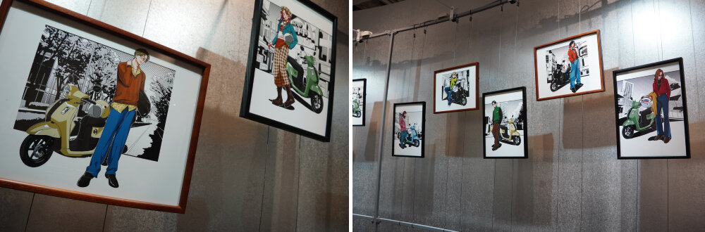 車体の周りにutuさんが描いたFazzioのイラストも展示されています