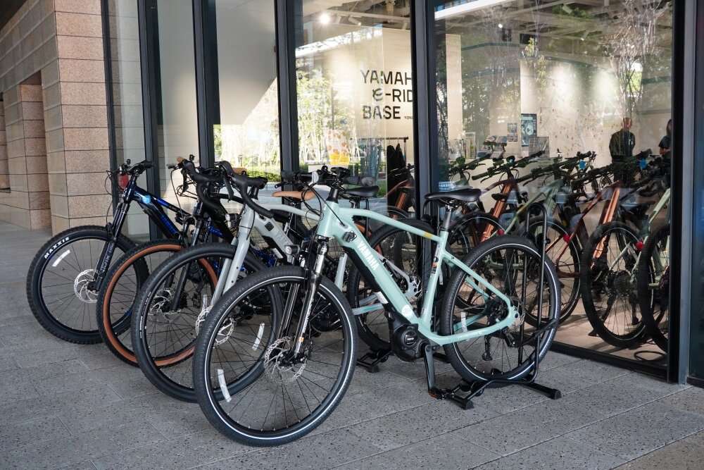 最新の電動アシスト自転車の展示や、ヤマハのeBikeの30分間無料体験乗車