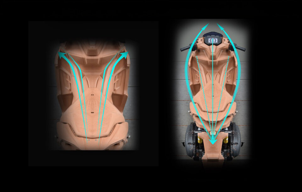 さらにスーパースポーツバイクには、エアロダイナミクスの表現も欠かせません
