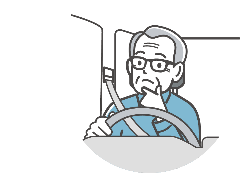 運転について考える男性のイラスト