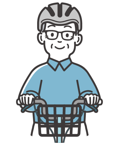 電動アシスト自転車に乗る男性のイラスト