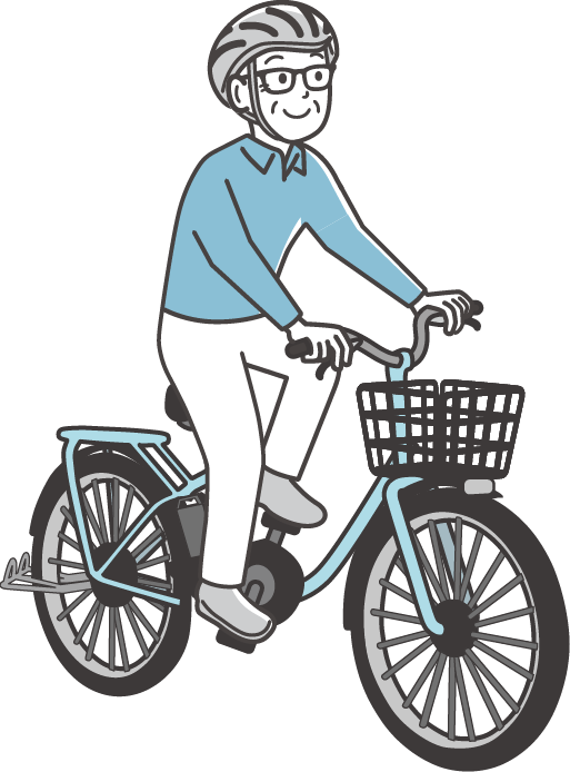 電動アシスト自転車に乗る男性のイラスト