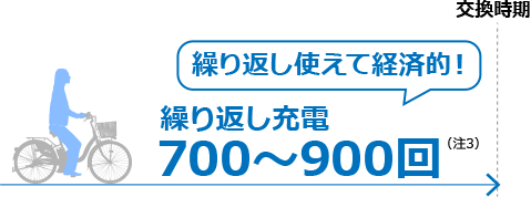 700〜900回繰り返し充電