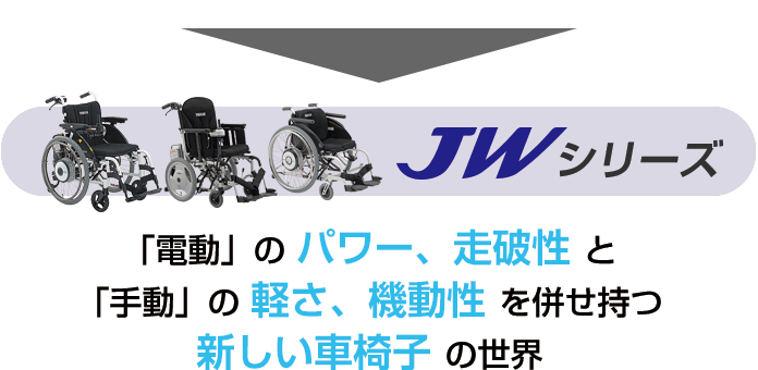 JWシリーズ／「電動」のパワー、走破性と「手動」の軽さ、機動性を併せ持つ新しい車椅子の世界